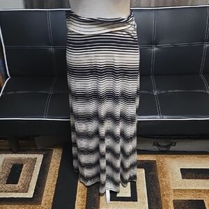 Love Culture Striped Maxi Skirt in Black and Cream